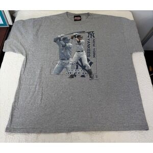2007 DEREK JETER New York Yankees STITCHES T-Shirt Navy Adult 2XL MLB Rare